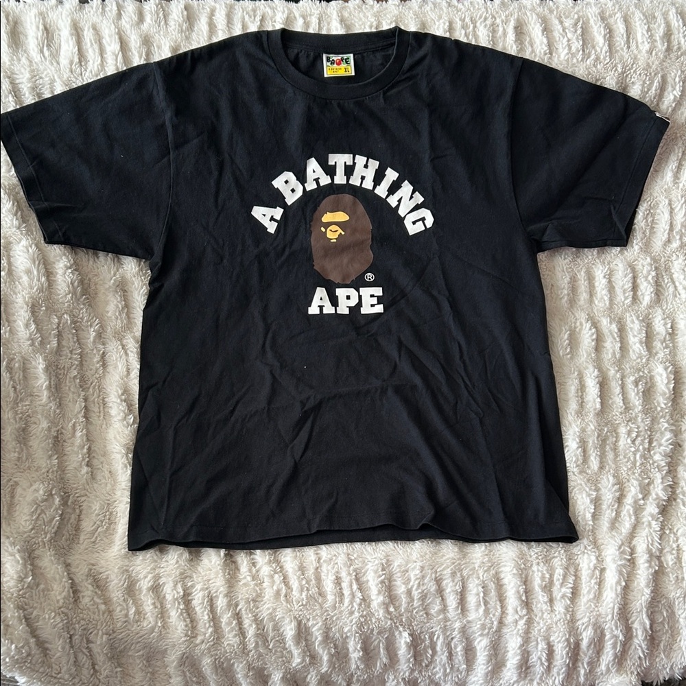 Bape - A Bathing Ape Black Mens College Short Sleeve Tee XL Authentic